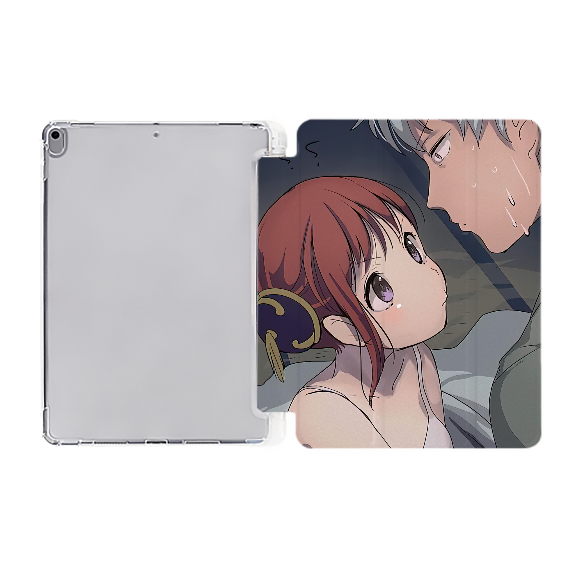 ぎんたま 坂田銀時（さかたぎんとき） 神楽 志村新八（しむら しんぱち） GINTAMA Sakata Gintoki Kagura Shimura Shinpachi IPad ケース ペン収納付き 三つ折りスタンド PUレザー×シリコン 対応機種9.5/10.5/10.9インチ